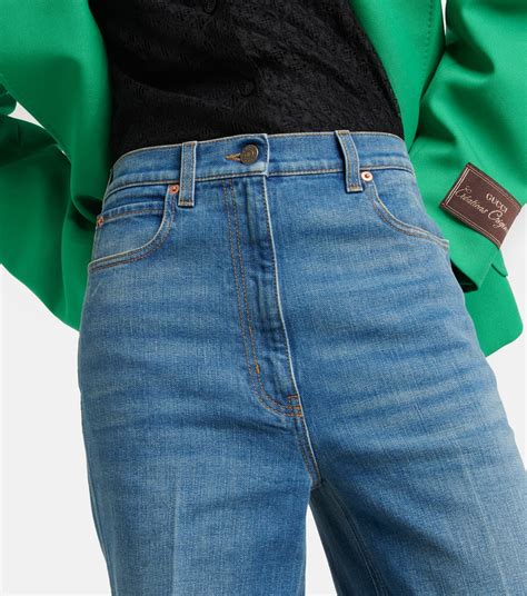 low-rise mid-blue flared jeans by gucci|cheap gucci jeans.